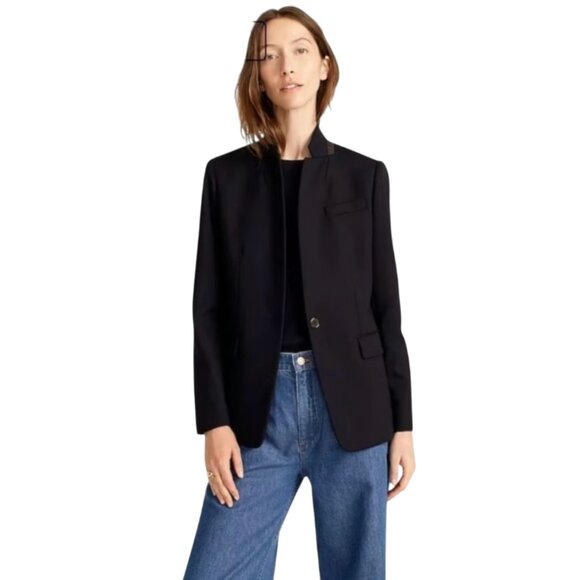 NWT JCrew Regent Blazer Jacket Womens 4 Black Wool Flannel B0323 Long Sleeve NEW - Picture 3 of 12